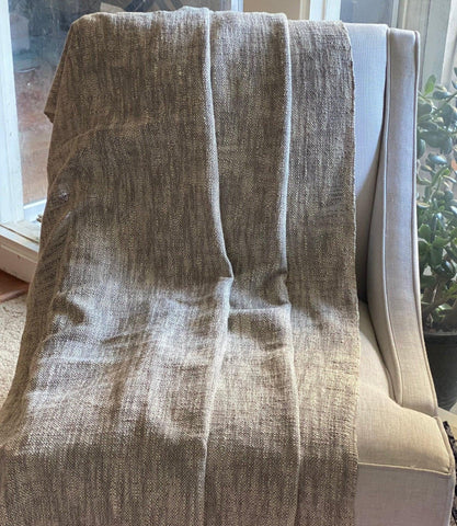 Black Organic Throw Blanket for Living Room, HandLoomed Cotton Throw, Cream Throw Blanket for Bedroom, Cotton Throw, Gift for Mom