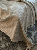 Black Organic Throw Blanket for Living Room, HandLoomed Cotton Throw, Cream Throw Blanket for Bedroom, Cotton Throw, Gift for Mom