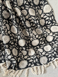 Cotton boho floral throw blanket couch Cotton blanket with tassels hand block aesthetic decor for home handmade unique gift for housewarming