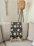 Cotton boho floral throw blanket couch Cotton blanket with tassels hand block aesthetic decor for home handmade unique gift for housewarming