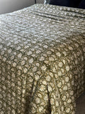 Cotton bedding kantha quilt hand block print handmade throw blanket, green floral coverlet Home decor gift