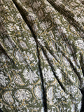 Cotton bedding kantha quilt hand block print handmade throw blanket, green floral coverlet Home decor gift