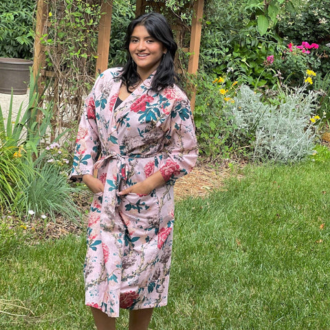 Cotton Kimono Robe,Block Floral Printed Robes,Kimono For Women,Night Wear Dress, Gift Bride Robe,Bathrobe Kimono, Gift for her