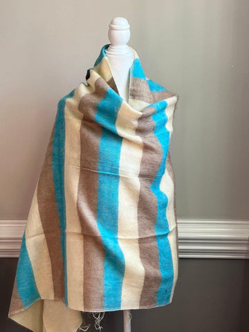 Yak wool throw, Tibet Handmade Yak Wool Blanket  shawl, Stripes Scarf, Soft Shawl/Throws, Yak Wool Hand-Loomed Nepal, Unique gift