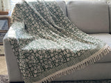 Black floral throw blanket Neutral Home Decor, Hand block printed throw blanket Queen/ King Size Bed Throw Housewarming gift for friend
