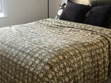 Green Quilt, Kantha Quilt, Green Floral  Kantha Quilt, Indian Cotton Bedding, Handmade  Bedspread in All Sizes, Perfect Christmas Gift